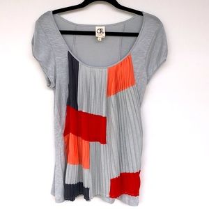 One September (Anthropologie) Pleated Colour Block Top